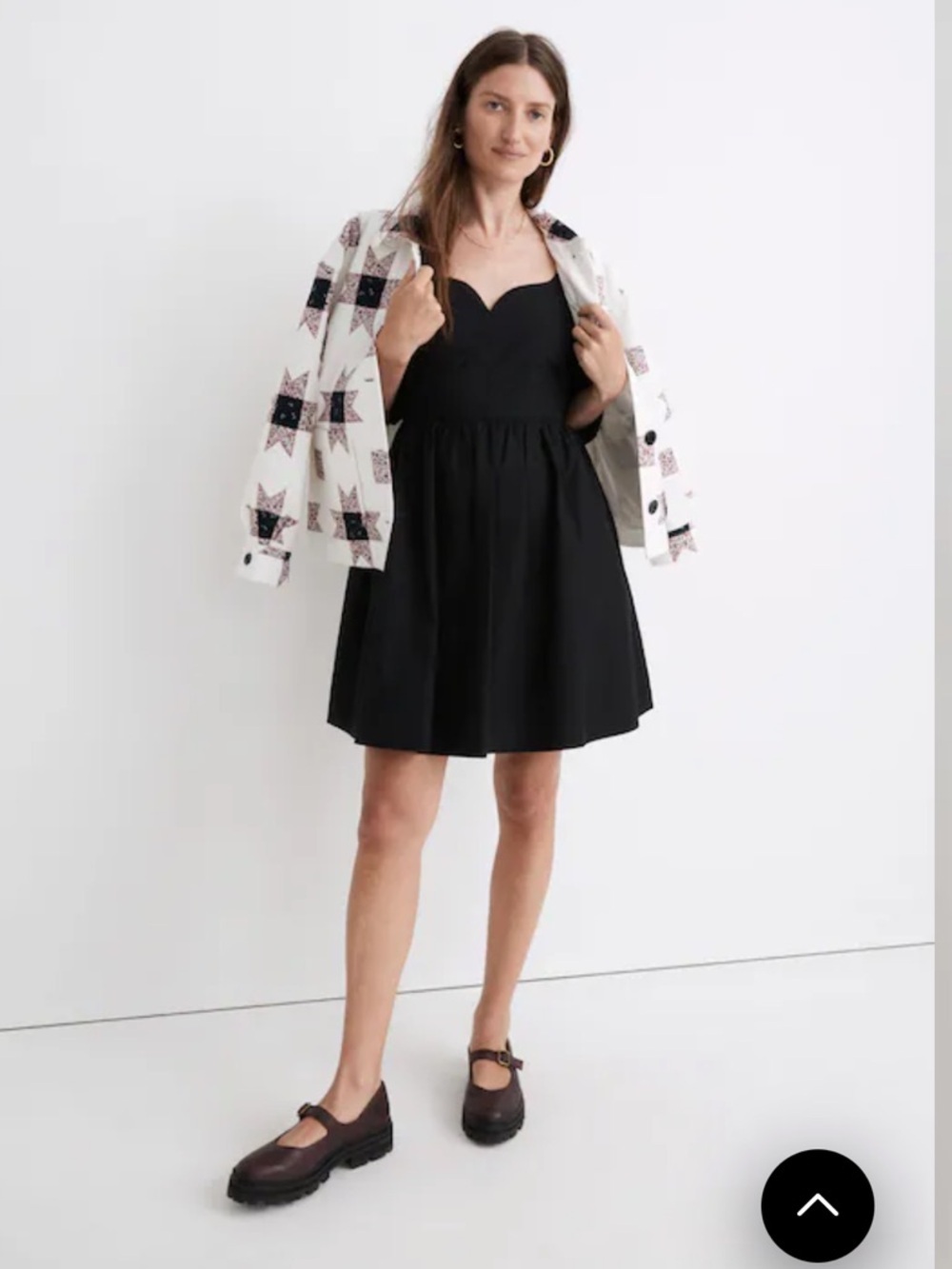 Madewell Poplin Puff-Sleeve Mini Dress Black - Picture 1 of 9